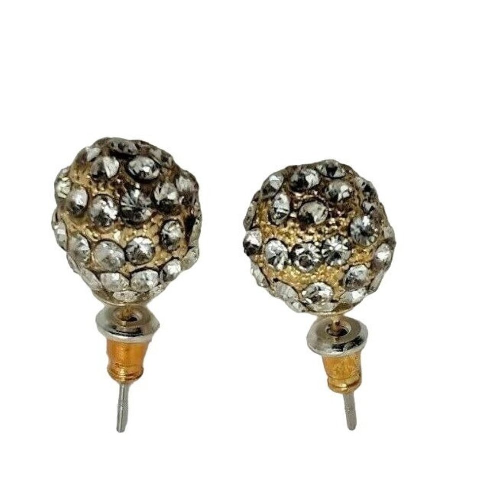 Rhinestone Post Earring Elegant Prom Wedding Formal Globe Disco Ball
